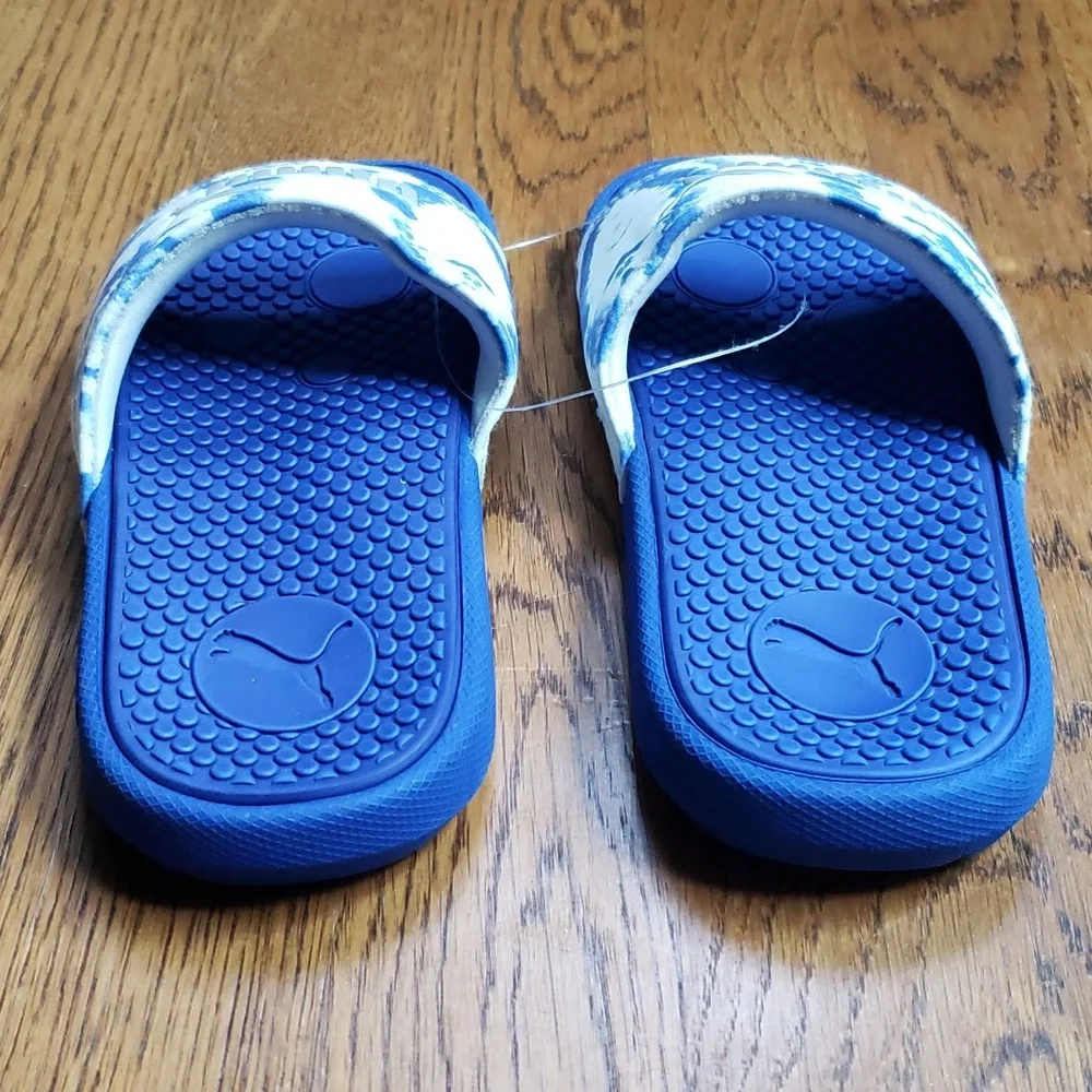 NEW Cool Cat Shibori Jr. Slide Sandal Blue Tie Dye Print Puma Kids Size 12